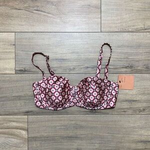 Shade & Shore Women's Geo Print Balconette Underwire‎ Bikini Top Size 36DD